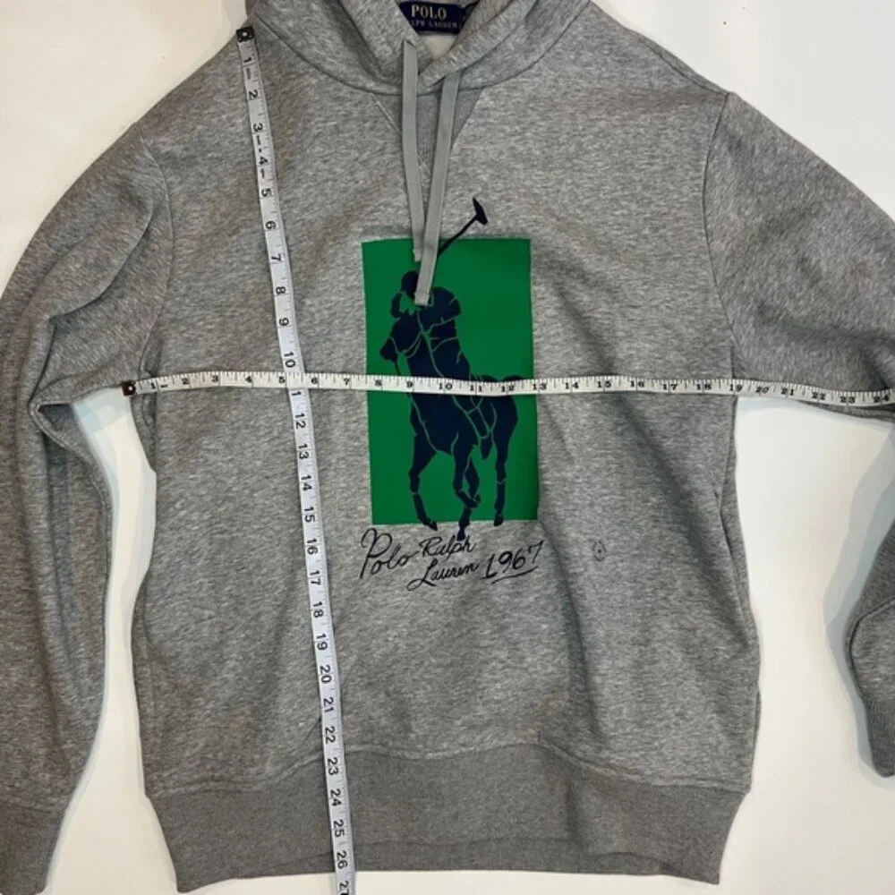 NWT POLO RALPH LAUREN Big Pony Green‎ Box Fleece Pullover Hoodie w Pockets Sz M
